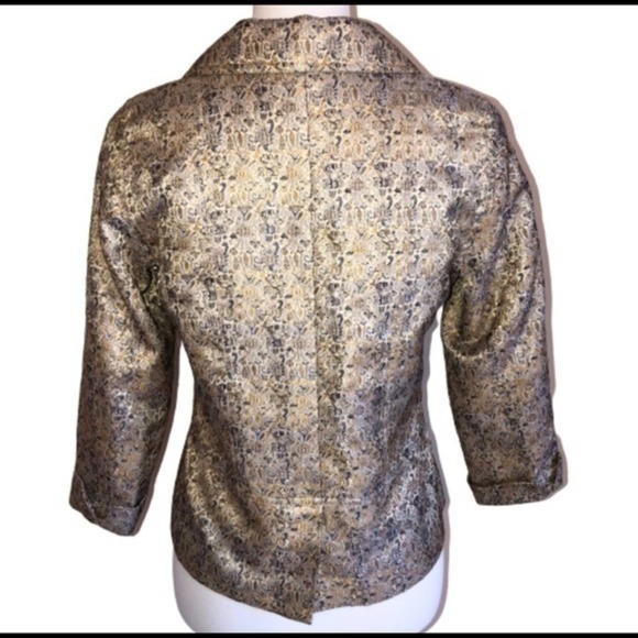 Chico’s Gold & Blue Brocade Jacket Size Small - Picture 3 of 7
